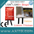0.8 mm 1.5M*1.5M Yellow heat thermal insulation fire rated glass wool blanket in soft bags
